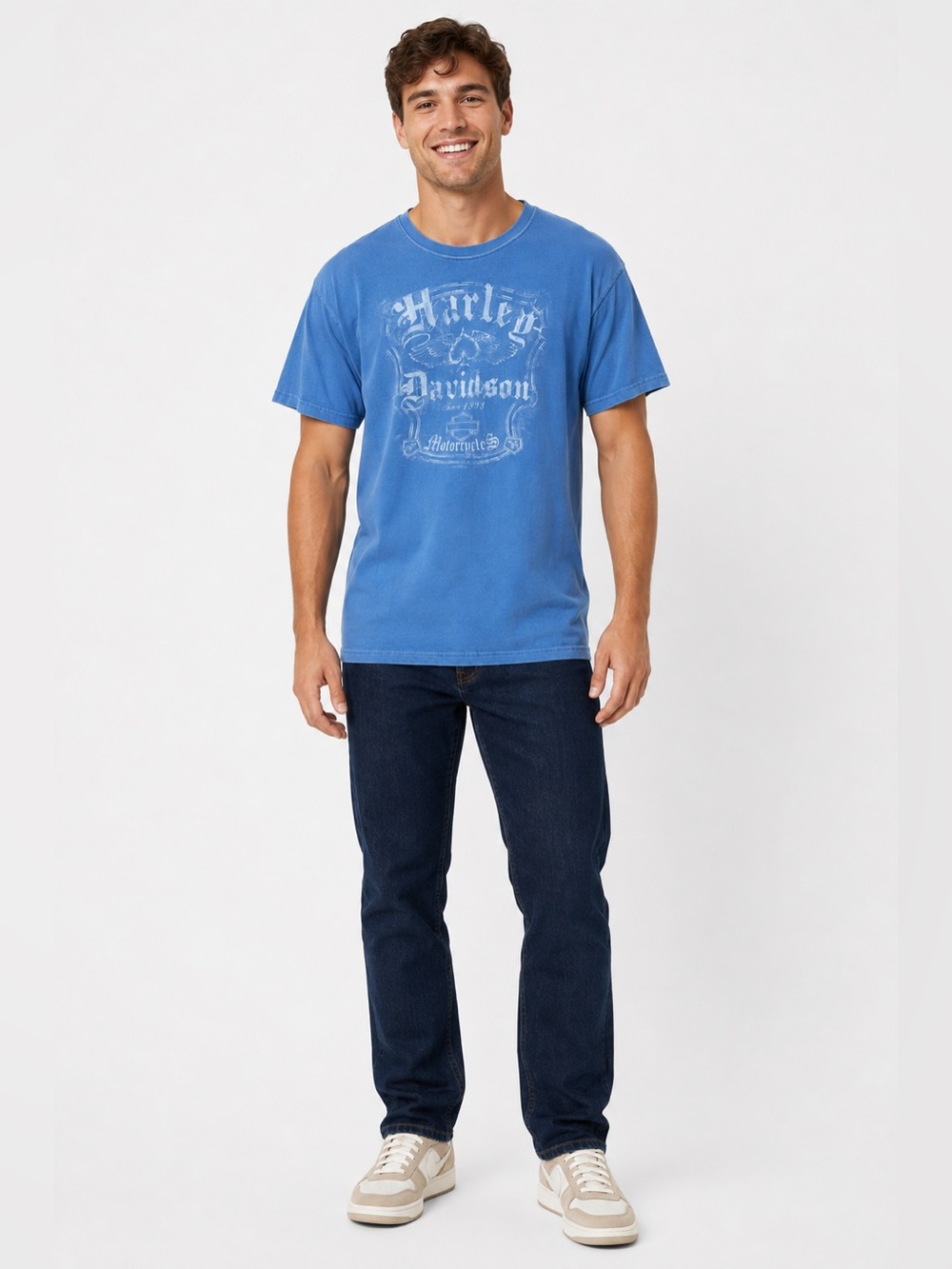 Harley-Davidson Blue Distressed Eagle Graphic T-Shirt Men’s Medium